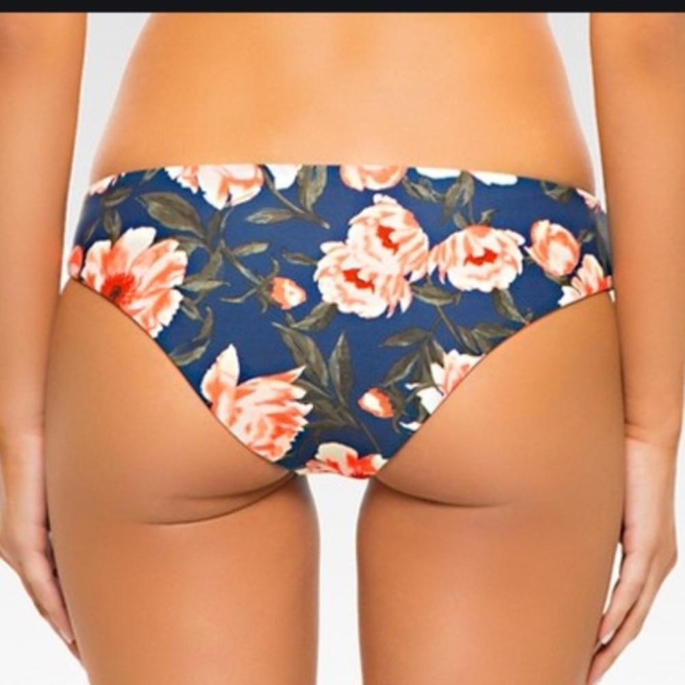 COPY - NEW Tori Praver Seafoam Floral Indigo Bikini Bottom: M - Picture 4 of 6